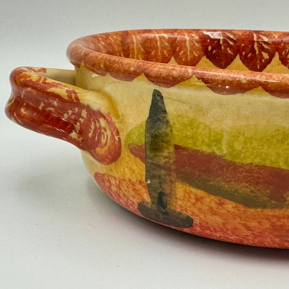 Italica Ars Hand Painted Italian Pottery Soup Bowl Tuscan Landscape Oven‎ Proof